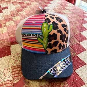 Hat New ARIAT Ladies' Serape Leopard Cactus Multicolor Baseball Cap